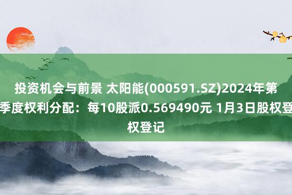 投资机会与前景 太阳能(000591.SZ)2024年第三季度权利分配：每10股派0.569490元 1月3日股权登记