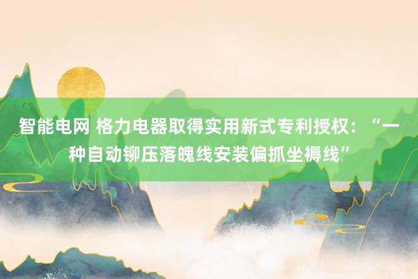 智能电网 格力电器取得实用新式专利授权：“一种自动铆压落魄线安装偏抓坐褥线”