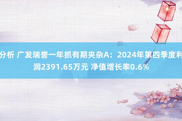 分析 广发瑞誉一年抓有期夹杂A：2024年第四季度利润2391.65万元 净值增长率0.6%