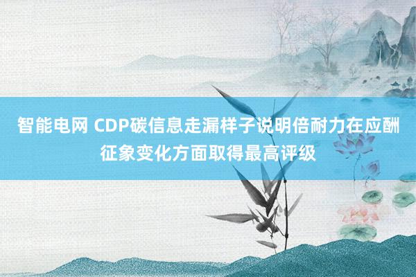 智能电网 CDP碳信息走漏样子说明倍耐力在应酬征象变化方面取得最高评级