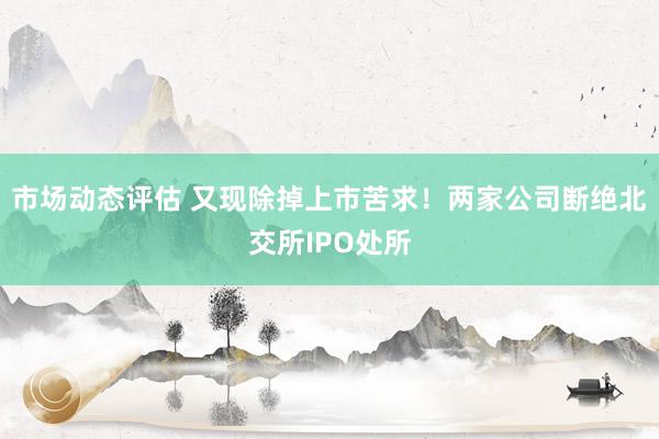 市场动态评估 又现除掉上市苦求！两家公司断绝北交所IPO处所