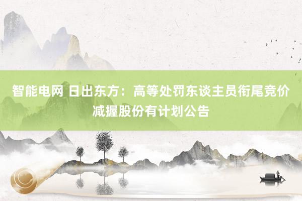 智能电网 日出东方：高等处罚东谈主员衔尾竞价减握股份有计划公告