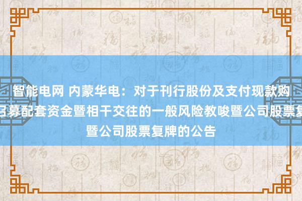 智能电网 内蒙华电：对于刊行股份及支付现款购买钞票并召募配套资金暨相干交往的一般风险教唆暨公司股票复牌的公告