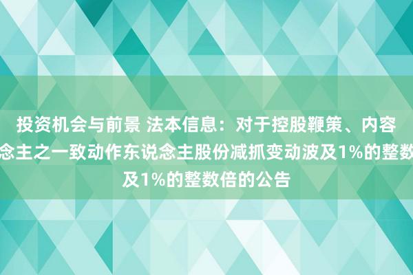 投资机会与前景 法本信息：对于控股鞭策、内容适度东说念主之一致动作东说念主股份减抓变动波及1%的整数倍的公告