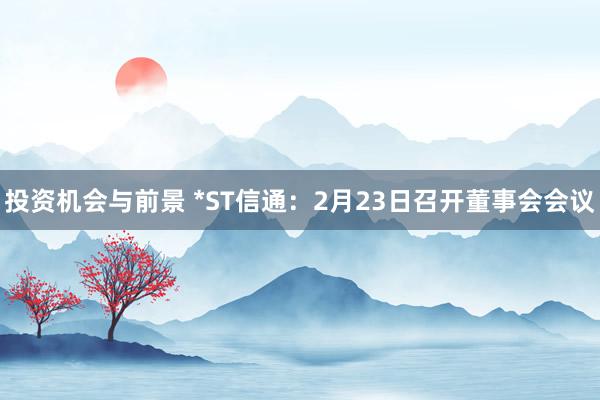 投资机会与前景 *ST信通：2月23日召开董事会会议