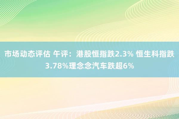 市场动态评估 午评：港股恒指跌2.3% 恒生科指跌3.78%理念念汽车跌超6%