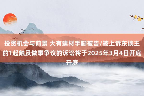 投资机会与前景 大有建材手脚被告/被上诉东谈主的1起触及做事争议的诉讼将于2025年3月4日开庭