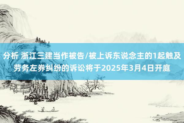 分析 浙江三建当作被告/被上诉东说念主的1起触及劳务左券纠纷的诉讼将于2025年3月4日开庭