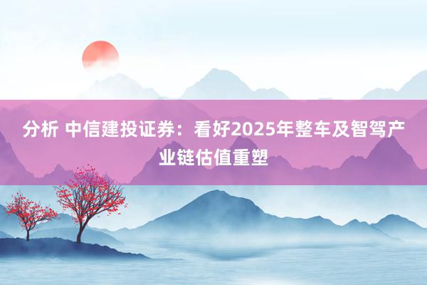 分析 中信建投证券：看好2025年整车及智驾产业链估值重塑