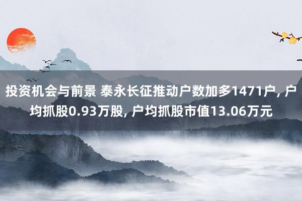 投资机会与前景 泰永长征推动户数加多1471户, 户均抓股0.93万股, 户均抓股市值13.06万元